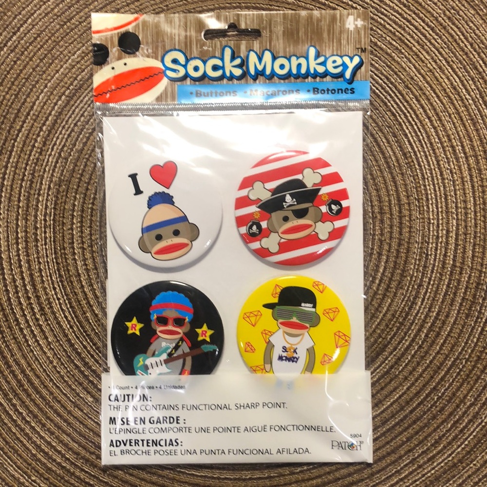 Sock Monkey Buttons